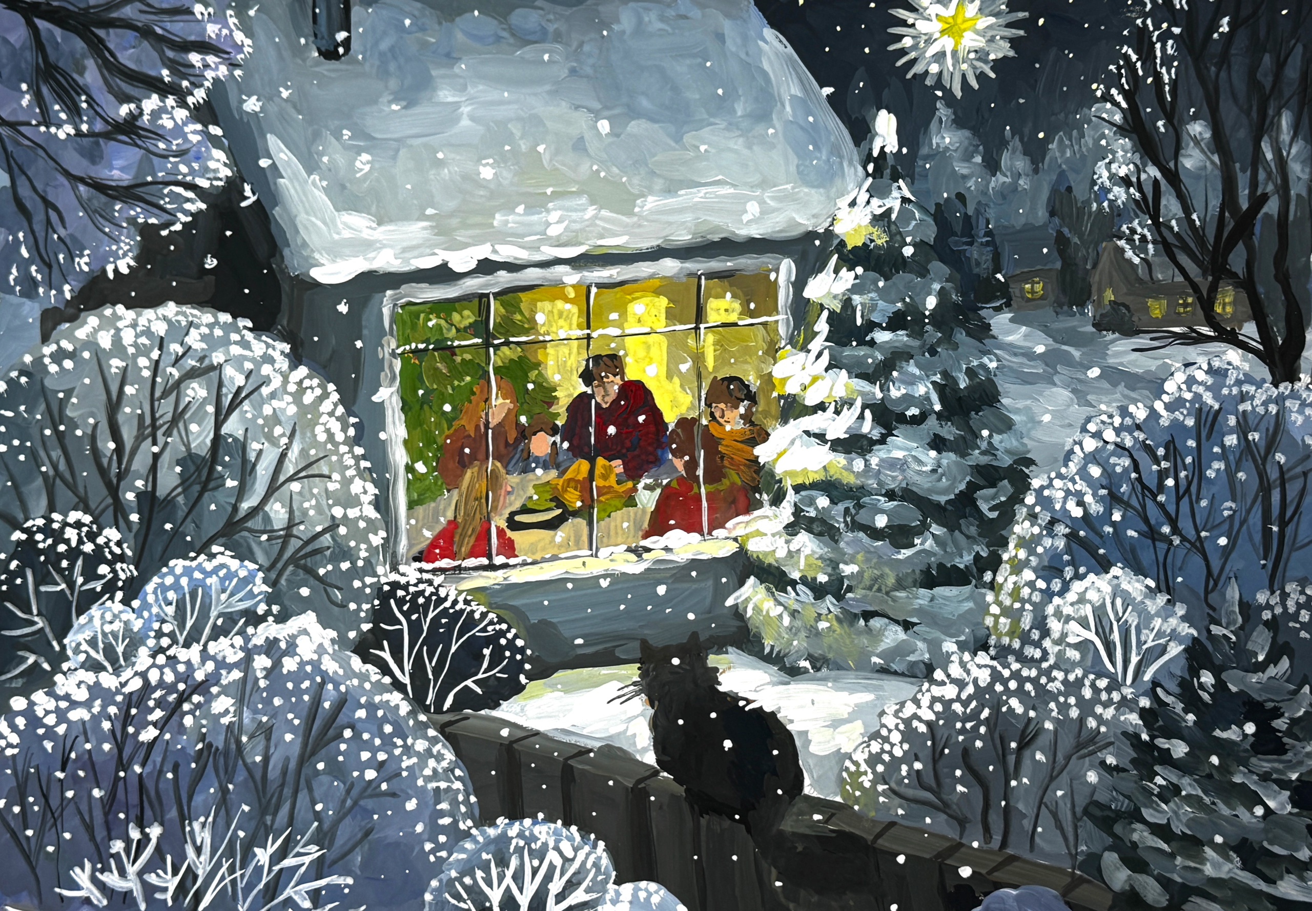 Зима в рисунках учеников школы